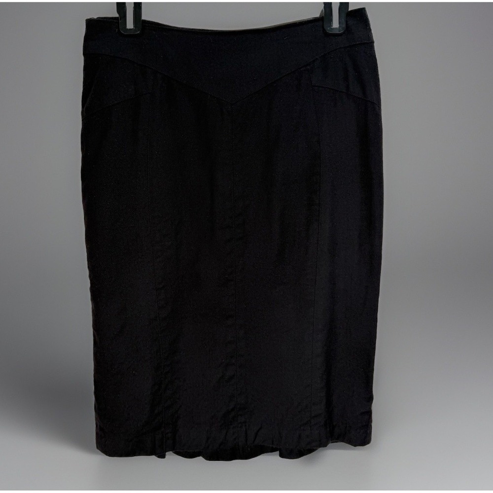 Ulla Johnson Pencil Skirt Women Sz 4 100% Wool Black Classic Career Back Pleats